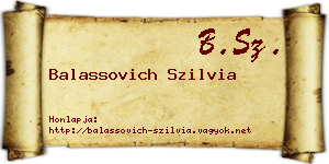 Balassovich Szilvia névjegykártya